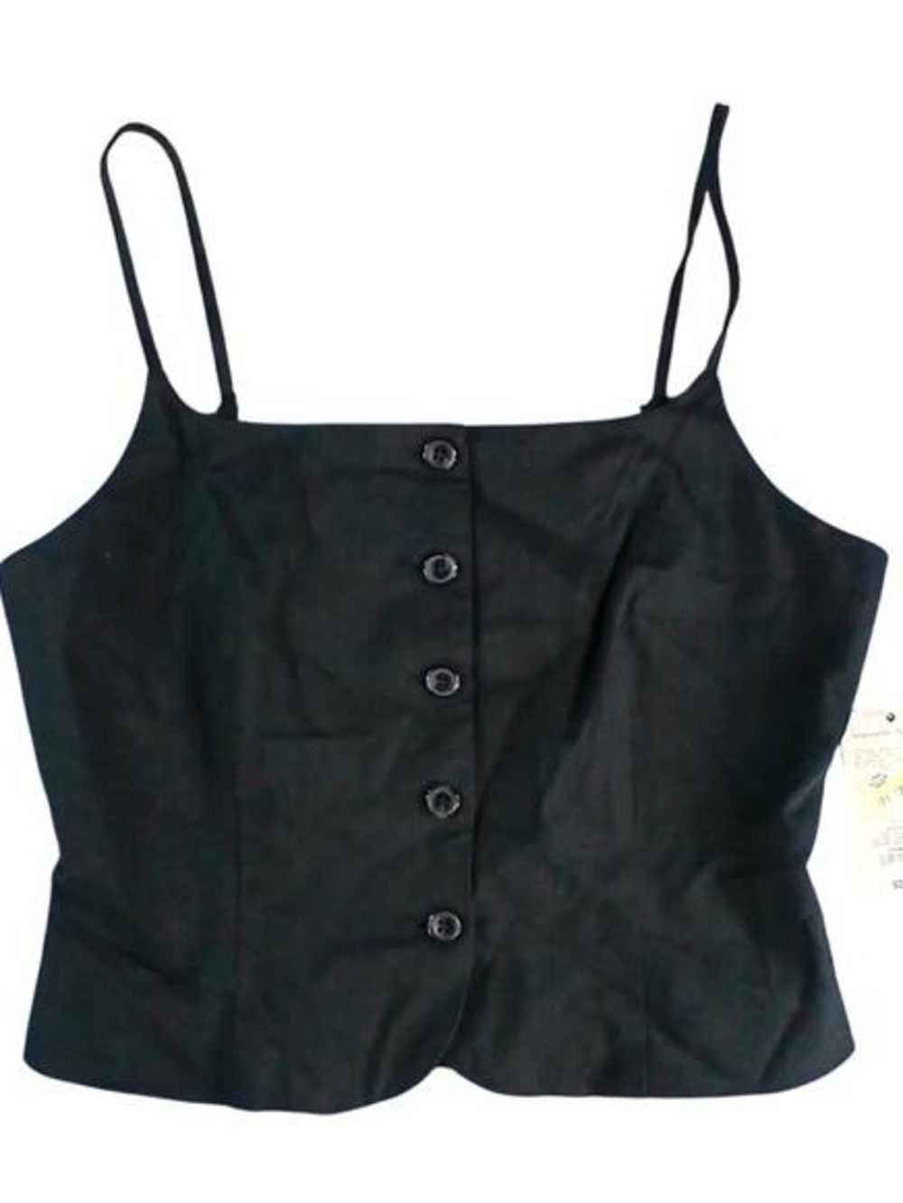☀️2/$20 a new day Black Button-Front Cropped Linen-Look Vest Camisole | XXL
